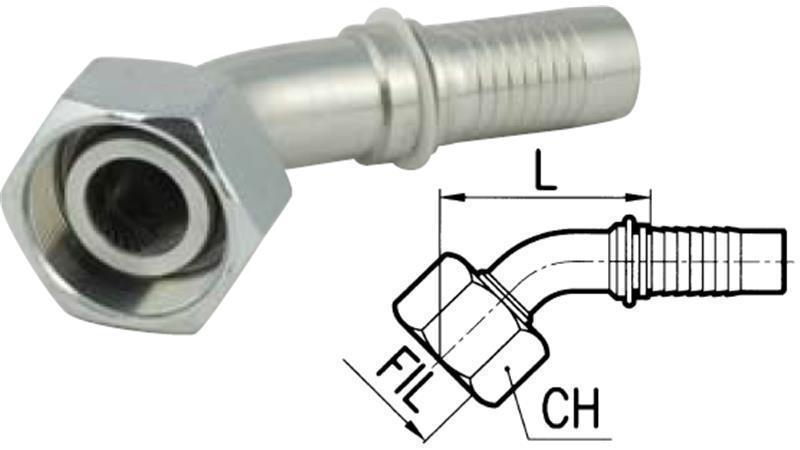 HYDRAULISK FORBINDELSE DKOL 35L MED HUN ELBOW 45 DN25-M45X2