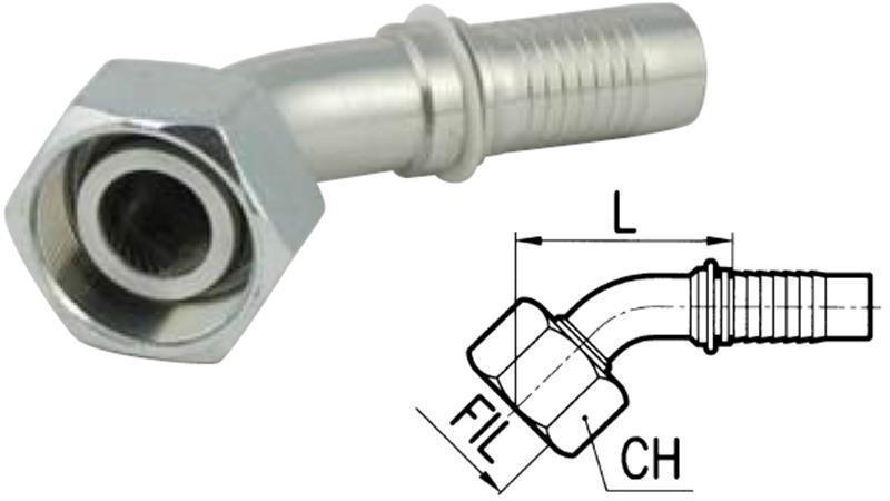 HYDRAULISK FORBINDELSE DKOS 14 MED HUN ELBUE 45* DN12-M22x1.5