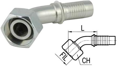 HYDRAULISK FORBINDELSE DKOS 14 MED HUN ELBUE 45* DN12-M22x1.5