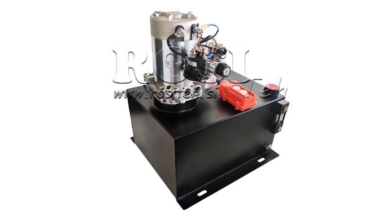 MINI HÜDRAULILINE AGREGAT 12V DC - 1.6kW = 2.1cc - 25 l - kahepoolses suunas kokkupanek (metall)