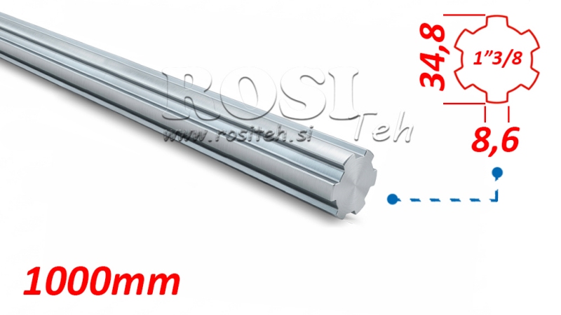 ARBRE CANELÉ CARDAN 1-3/8 (1000 mm)