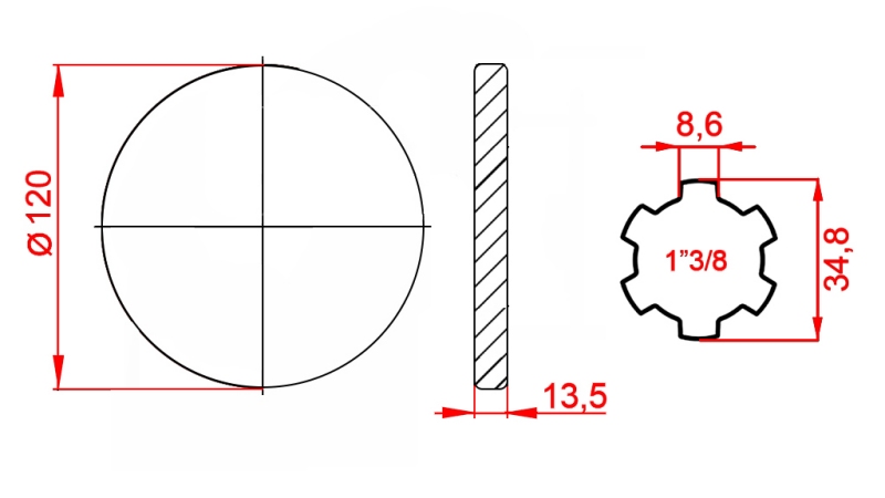 KARDANADAPTER MED FLANS 1-3/8 (125 mm)