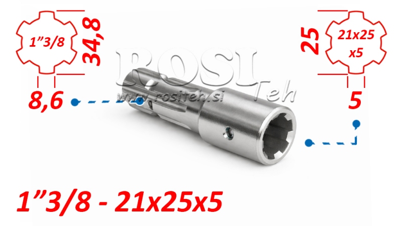 ADAPTATEUR P.T.O. 13/8 21x25x5 - 6 DENTS