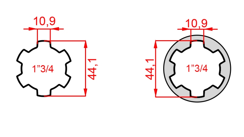 KARDANOVÝ ADAPTÉR S ČAPOM Z 1-3/4 NA 1-3/4 (165 mm)