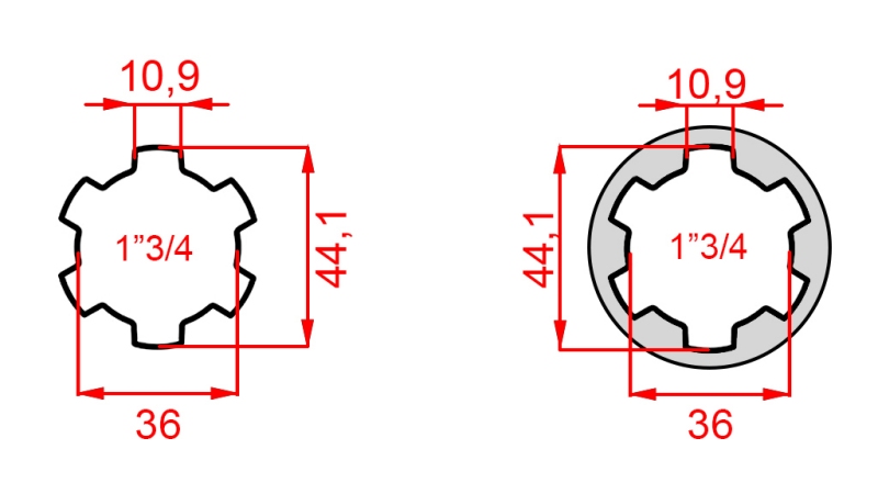 KARDANADAPTERI TAPILLA 1-3/4 → 1-3/4 (165 mm)