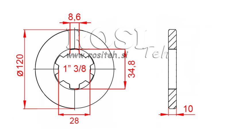 KARDANADAPTER MED FLANGE OG TAP 1-3/8 (80 mm)