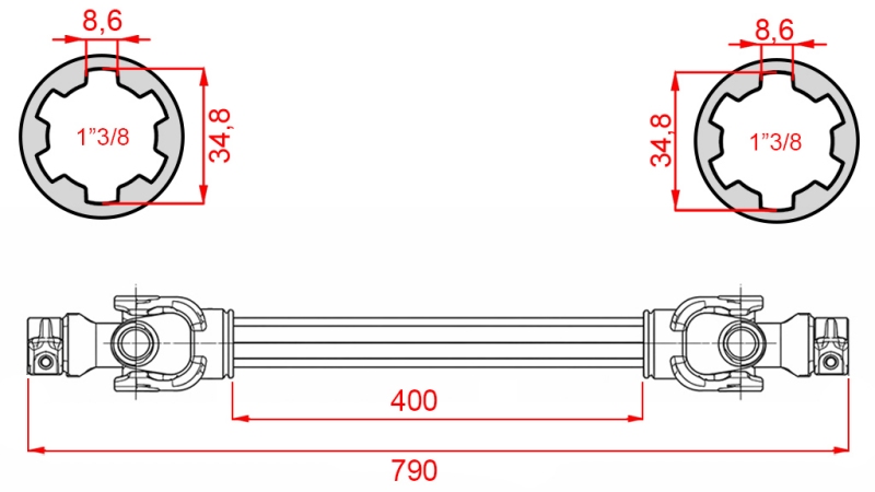 ECO КАРДАНЕН ВАЛ 790mm 35-60HP СТАНДАРТ