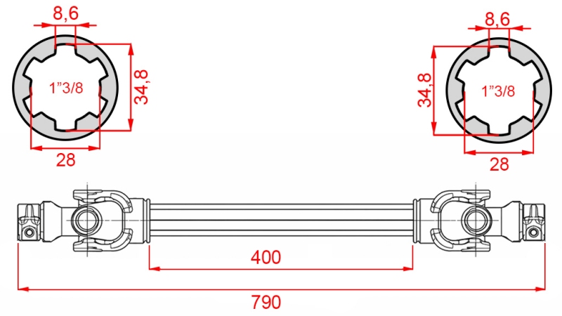 ECO KARDÁNTENGELY 790mm 35-60LE STANDARD