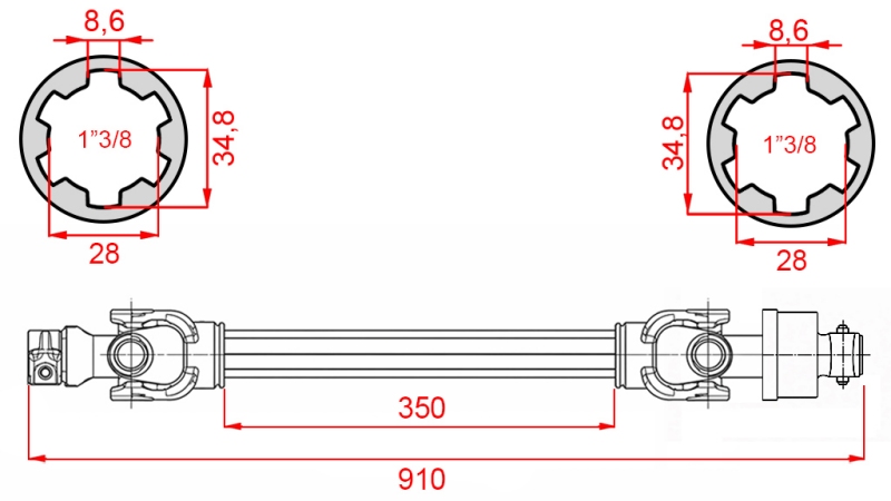 ΑΞΟΝΑΣ ΚΑΡΝΤΑΝ ECO 910mm 30-75HP ΜΕ ΣΥΜΠΛΕΚΤΗ ΕΛΕΥΘΕΡΗΣ ΚΙΝΗΣΗΣ