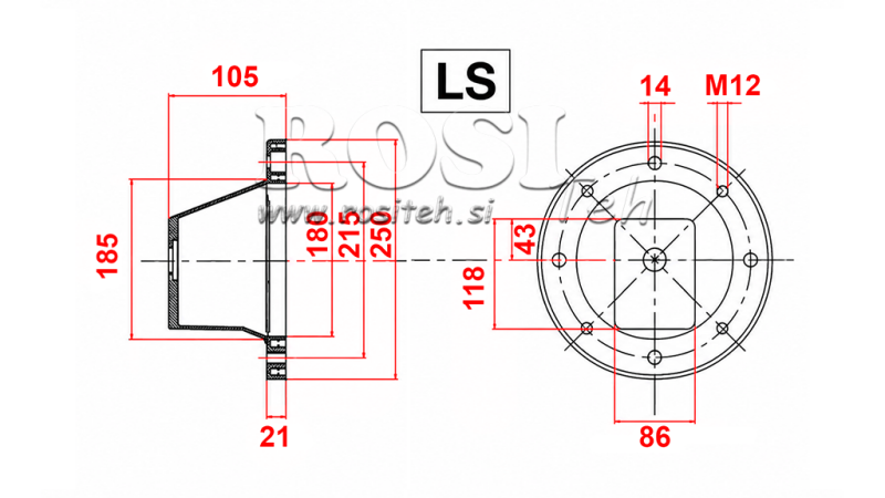 HÜDRAULILINE FLANGE - BELL LS250 (EM2,2-4KW/GR1)