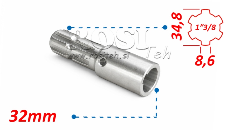 КАРДАНЕН АДАПТЕР 1-3/8 - ОТВОР fi 32 mm (150 mm)