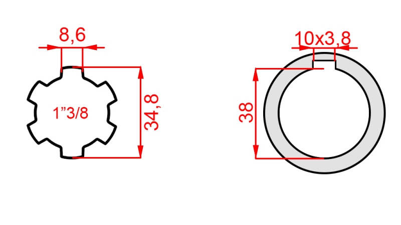 KARDANADAPTER 1-3/8 - AVA fi 38 mm (160 mm)