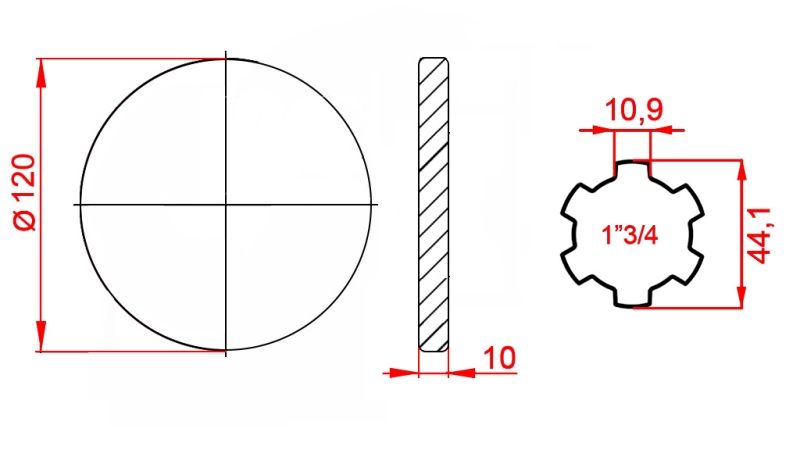 P.T.O. ADAPTER FLANGEGA 1 3/4 L120