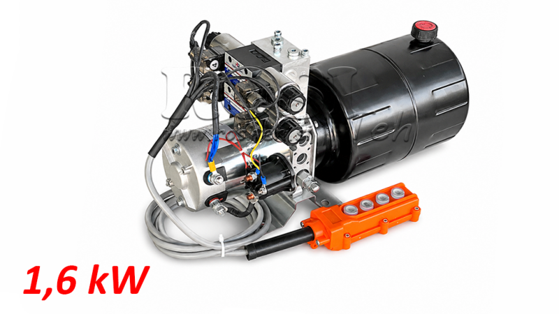 MINI HIDRAVLIČNI AGREGAT 12V DC - 1,6kW = 2,1cc - 8 lit - 2x dvosmerni sklop (kovinski)