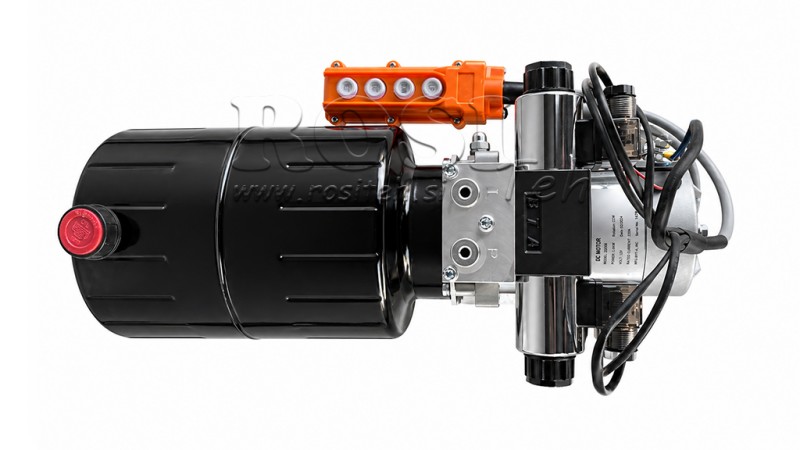 MINI HIDRAVLIČNI AGREGAT 12V DC - 1,6kW = 2,1cc - 8 lit - 2x dvosmerni sklop (kovinski)