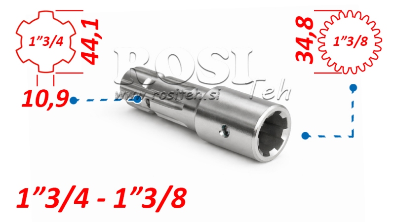 ADAPTATEUR CARDAN DE 1-3/8 (21 CANNELURES) À 1-3/4 (150 mm)