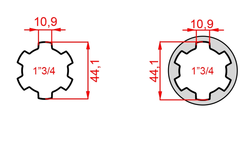КАРДАНЕН АДАПТЕР ОТ 1-3/4 КЪМ 1-3/4 (165 mm)