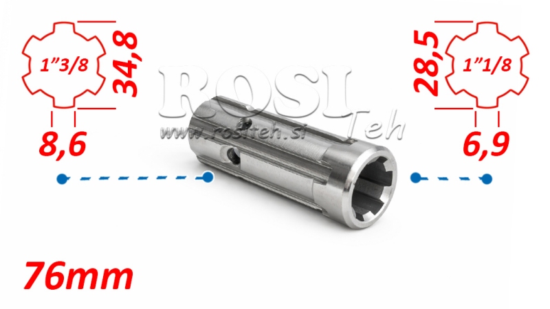 KARDANSKI NASTAVAK ADAPTER sa 1''1/8 na 1''3/8 L-76mm