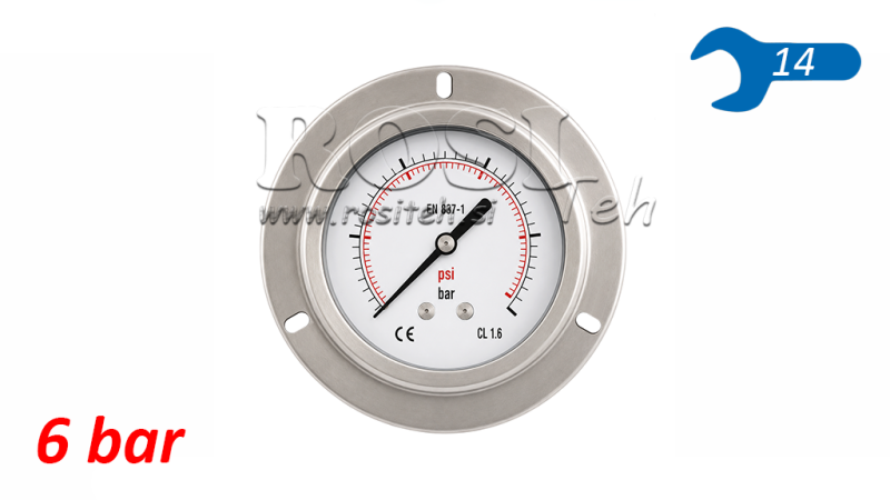 MANOMEETER DN63 TAGUMINE 0 - 6 BAR - 1/4