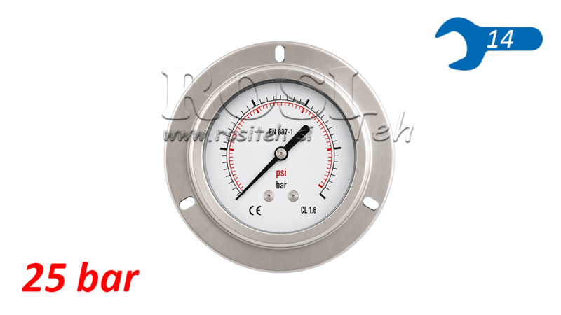 MANOMEETER DN63 TAGUMINE 0 - 25 BAR - 1/4