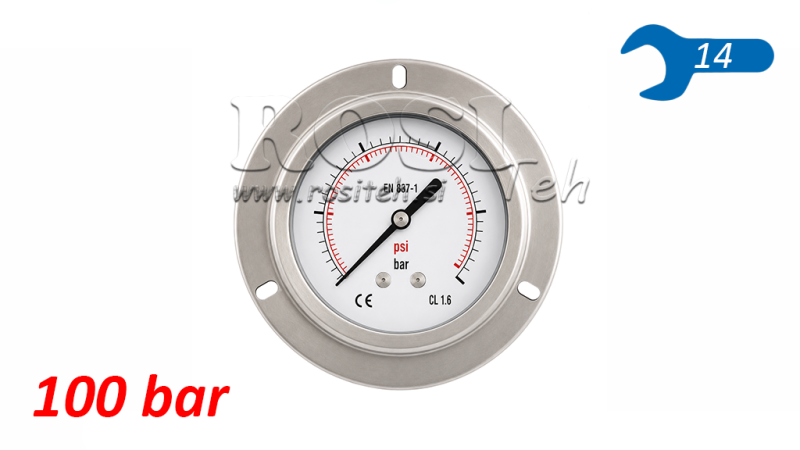 MANOMEETER DN63 TAGUMINE 0 - 100 BAR - 1/4