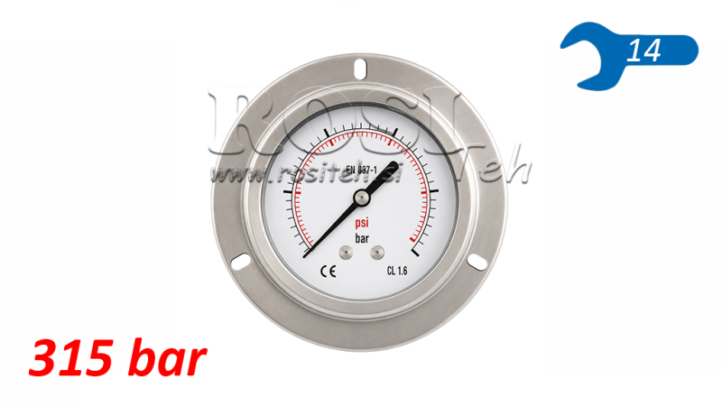 MANOMETER DN63 BAG 0 - 315 BAR - 1/4