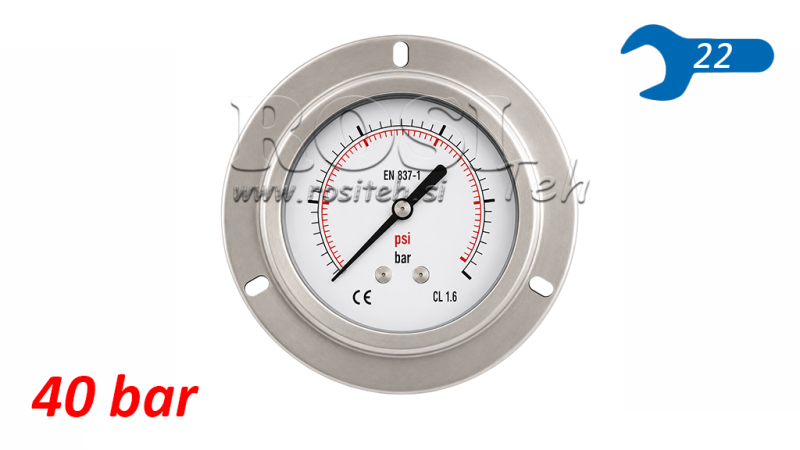 MANOMEETER DN100 TAGUMINE 0 - 40 BAR - 1/2
