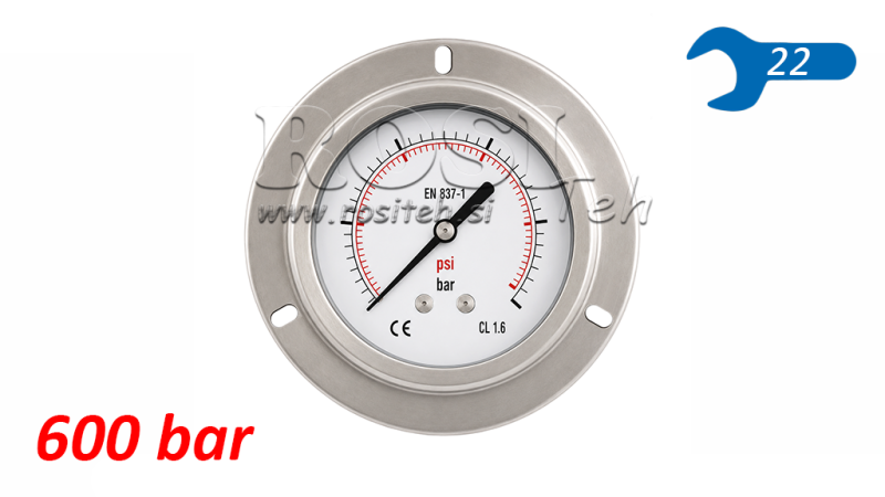 MANOMEETER DN100 TAGUMINE 0 - 600 BAR - 1/2