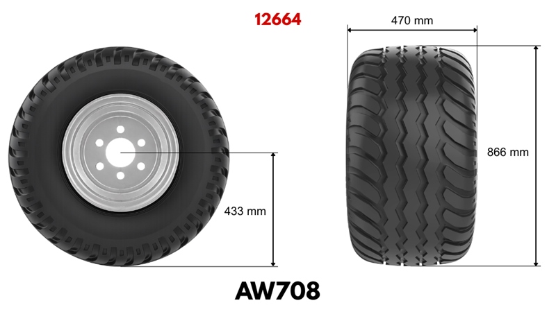 19.0/45-17 ANHÄNGERREIFE AW708 14pl MIT FELGE 16,00X17