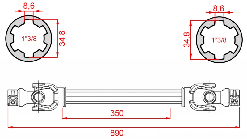 ECO KARDÁNTENGELY 890mm 30-75LE STANDARD