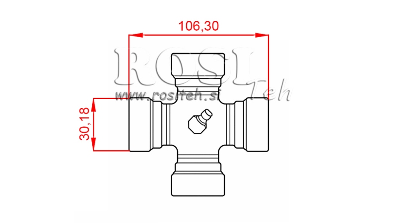 KERESZTCSUKLÓ F-30,18X106,30 ECO KARDÁNTENGELYHEZ 970mm 70-110LE SÚRLÓDÓ KUPLUNGGAL
