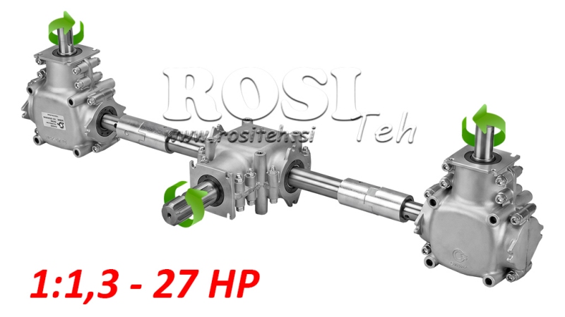 REDUKTORIŲ RINKINYS 1:1,3 (27HP-20kW) MĖŠLO KRATYTUVUI L:450 - ALU
