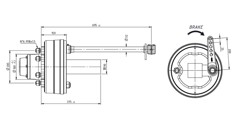 POLOSOVINA Z ZAVORAMI 5.250 kg l.290 mm