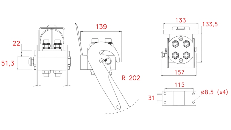 MULTI-FASTER LIITMIK 4-TEE BSP 3/8 FIKSEERITUD OSA