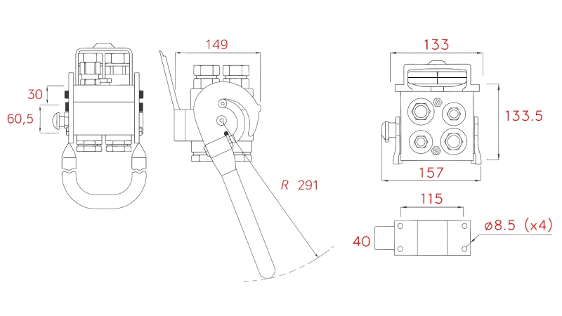 MULTI-FASTER LIITMIK 4TEE BSP 2×1/2 2×3/4 FIKSEERITUD OSA