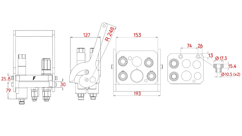 MULTI-FASTER LIITMIK 3PLV 5TEE BSP 3×3/8 2×9/16 FIKSEERITUD OSA