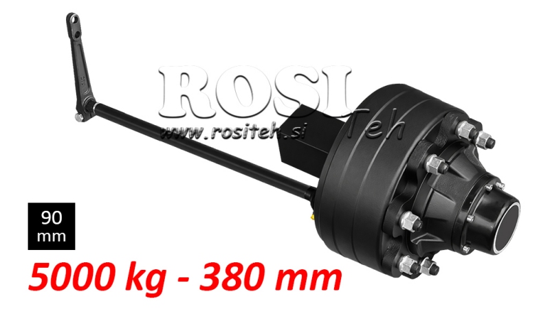 DEMI-ESSIEU AVEC FREINS - 5000 kg (8 VIS) - 380 mm