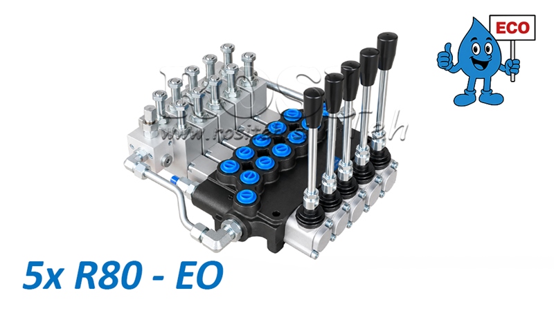 HÜDRAULILINE ELEKTRILINE-KÄSIVENTIIL (ILMA POOLIDETA) – 5-SEKTSIOONILINE SUUNAVENTIIL 5xR80-EO ECO
