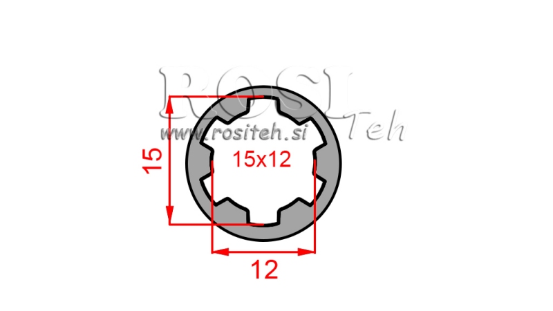KARDANADAPTER PUKS 15x12 (8 SOONT) (40 mm)
