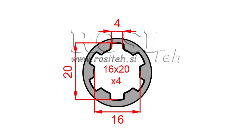 KARDANADAPTER PUKS 16x20x4 (6 SOONT) (50 mm)