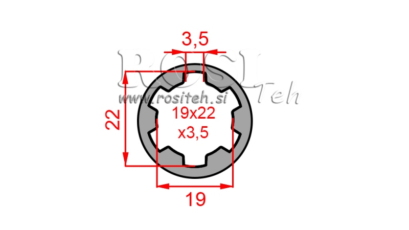 KARDANADAPTER PUKS 19x22x3,5 (10 SOONT) (40 mm)