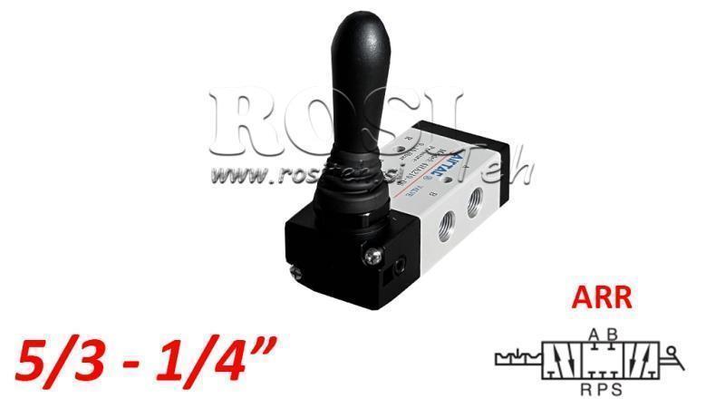 PNEVMATSKI ROČNI VENTIL 5/3 1/4 PRT-0852-ARR ROČNO VRAČANJE