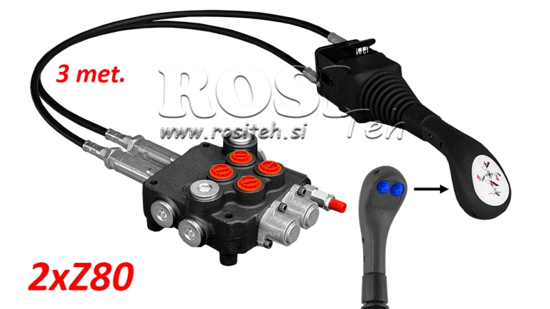 JOYSTICK 2x PAINIKE - BOWDEN VAIJERI 3 m + HYDRAULINEN VENTTIILI 2xZ80