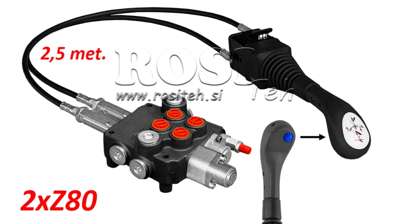 JOYSTICK 1x NUPP - BOWDEN KAABEL 2,5 m + HÜDRAULILINE VENTIIL 2xZ80 + UJUVA FUNKTSIOON