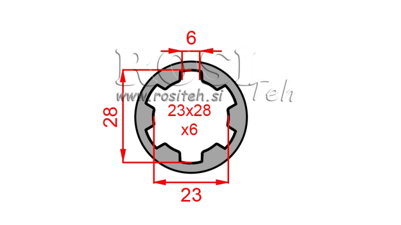 KARDANADAPTER PUKS 23x28x6 (6 SOONT) (60 mm)
