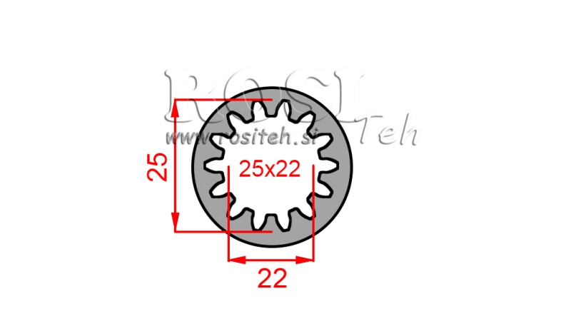KARDANADAPTER PUKS 25X22 (14 SOONT) (45mm)