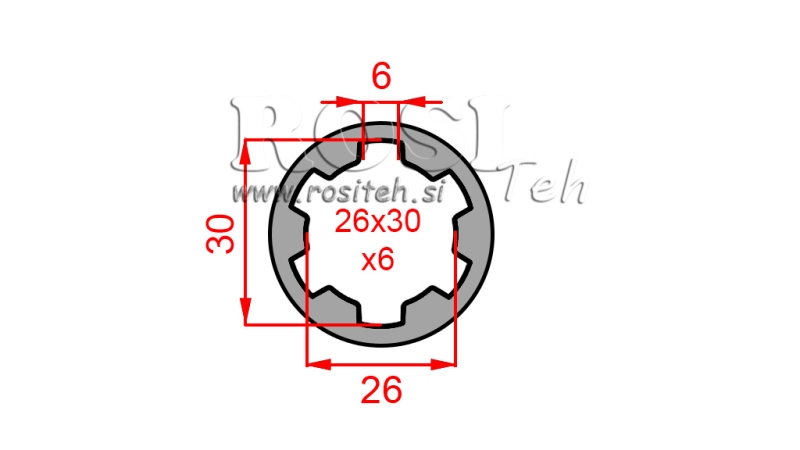 KARDANADAPTER PUKS 26x30x6 (6 SOONT) (60 mm)