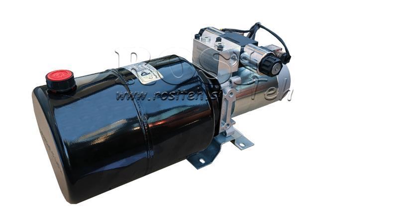 MINI HYDRAULISK AGGREGAT 12V DC - 1.6kW = 2.1cc - 8 lit - dubbelriktad montering (metall)