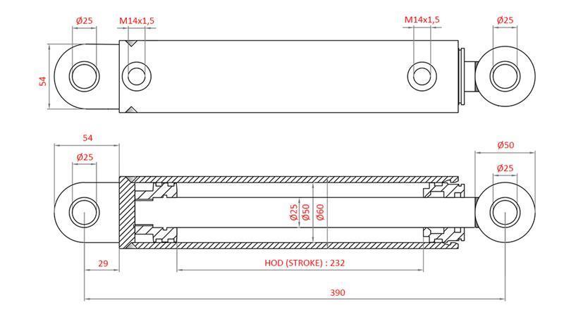 HÜDRAULINE JUHTIMISE CYLINDER FIAT-NEW HOLLAND OEM-5189887, 5165140, 5190908