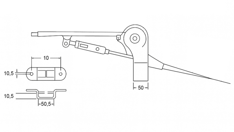 PULL HANDLE FOR TRAILER HAND BRAKE SET WITH CABLE 2.3M